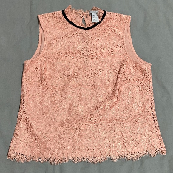 H&M Lacy Sleeveless Top, Rose Pink, Size 2 - Picture 2 of 5